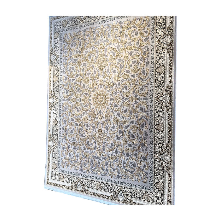 فرش طوسی سیلور طلاکوب طرح یادگار مناسب دکوراسیون مدرن و کلاسیک